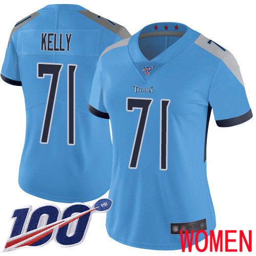 Tennessee Titans Limited Light Blue Women Dennis Kelly Alternate Jersey NFL Football #71 100th Season Vapor Untouchable